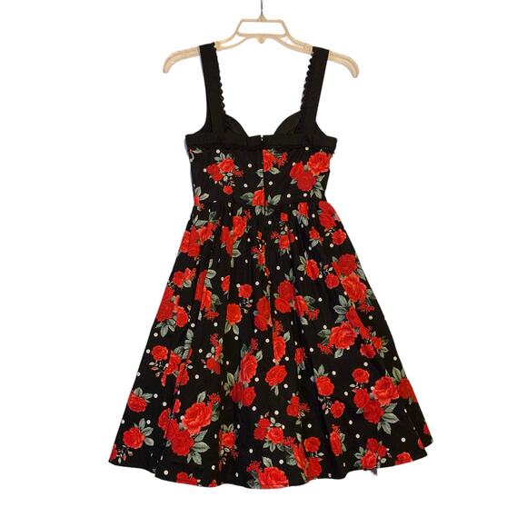 Hot Topic Rockabilly Polka Dot Rose Swing Dress small - Picture 8 of 16